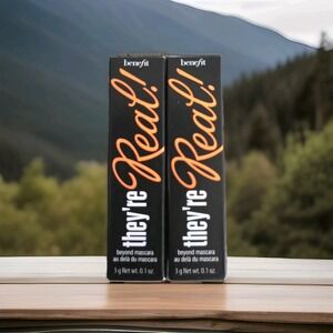 x2 NIB Benefit Cosmetics They're Real! Beyond Mascara Travel JET BLACK 0.1oz